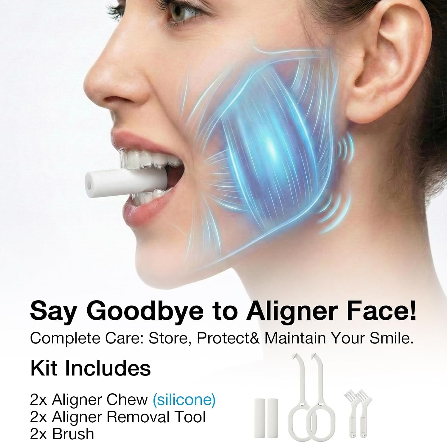 2 Pack Retainer Case, Slim Aligner Case with Vent Holes and Silicone Liner, Compatible with Invisalign, Includes Removal Tool, Brush, Chews, Purple