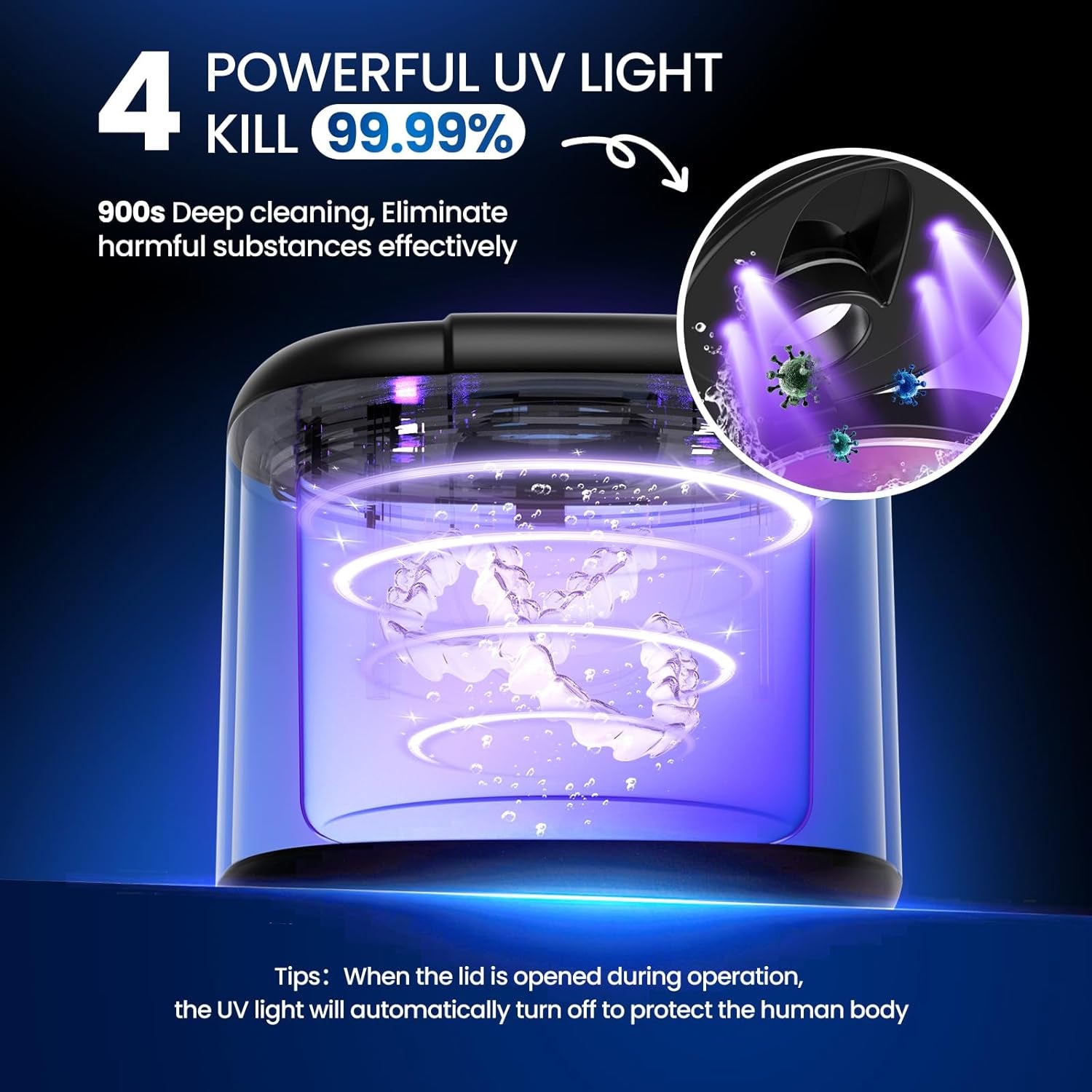 Ultrasonic Retainer Cleaner, 45Khz Retainer Cleaner Machine with 4 Modes Digital Timer, 200ML Denture Cleaner with Mouth Guards, Braces, Toothbrush Heads, Jewelry (Black)