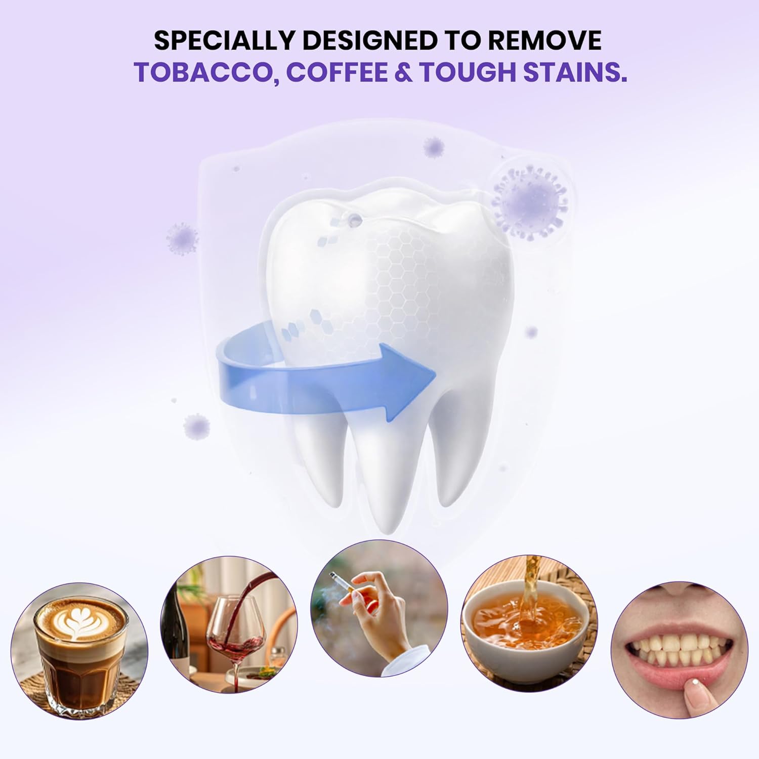 Purple Teeth Whitening Strips | Professional Teeth Whitening & Color Correction Tech | Enamel Safe | Zero Residue | Dry & Non-Slip | Removes Coffee, Wine & Smoking Stains | 14 Strips 7-Day Supply
